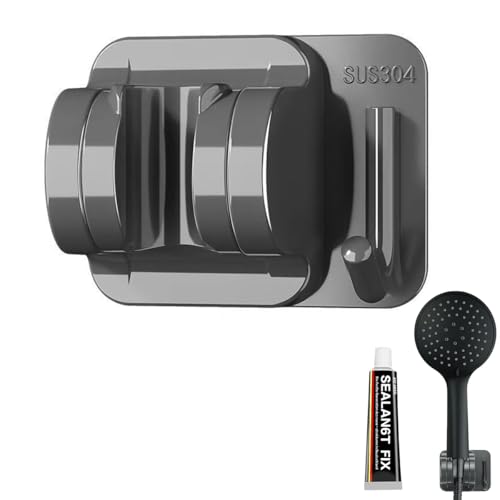 HASTHIP® Stainless Steel Shower Head Holder with Built-in Hook Bathroom Self-Adhesive Shower Head Bracket Strong Adhesive Backing Waterproof Bathroom Shower Head Holder HASTHIP® Stainless Steel Shower Head Holder with Built-in Hook Bathroom Self-Adhesive Shower Head Bracket Strong Adhesive Backing Waterproof Bathroom Shower Head Holder